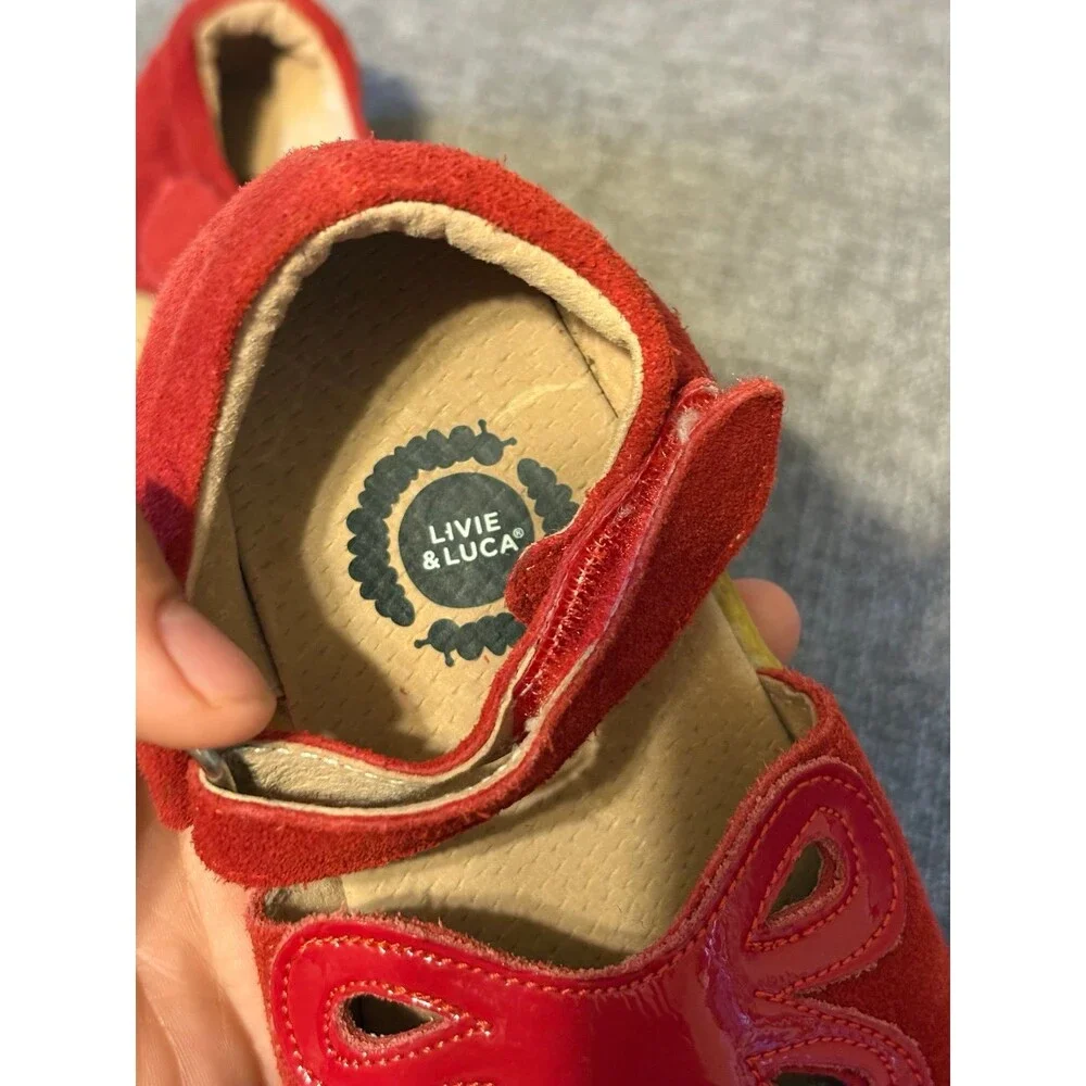 Livie & Luca Red Leather Petal Mary Jane Flats Size 9